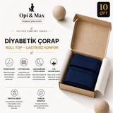 Opi & Max%98 Pamuk Diyabetik Çorap 10'lu Paket Lacivert 36/40 Sıkmayan Lastiksiz,