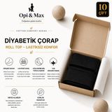 Opi & Max%98 Pamuk Diyabetik Çorap 10'lu Paket Siyah 36/40 Sıkmayan Lastiksiz,
