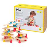 OPPI PIKS Big Kit Ahşap ve Silikon Eğitici Oyuncak Seti, Denge ve İnce Motor Geliştirici, Kullanım Kılavuzlu, 64 Parça, Karışık Renkler