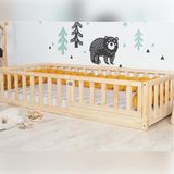 Oppipo 50 cm Korkuluklu Montessori Karyola - Ahşap Karyola -Montessori Yatak - 120 x 200 cm