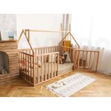 Oppipo 75 cm Korkuluklu Ahşap Montessori Karyola - Masif Ahşap Karyola - Opmont05-75 - 120 x 200 cm