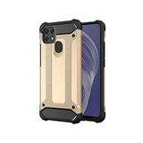 Oppo A15 ile uyumlu Çİft Katman Koruyucu Crash Military Tank Kılıf - Gold