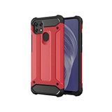 Oppo A15 ile uyumlu Çİft Katman Koruyucu Crash Military Tank Kılıf - Kırmızı