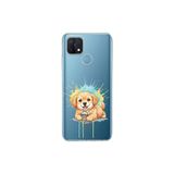 Oppo A15 ile Uyumlu Splash Köpek Tasarımlı Slimfit Şeffaf Silikon Kılıf