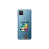 Oppo A15 ile Uyumlu Splash Tembel Hayvan Tasarımlı Şeffaf Silikon Kılıf