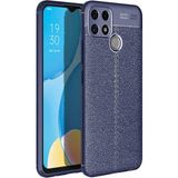 Oppo A15 Kılıf Deri Görünümlü Slim Silikon - Lacivert