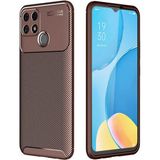 Oppo A15 Uyumlu Kılıf Karbon Dizayn, Kamera Koruyan, Esnek Special Seri - Kahverengi