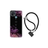 Oppo A15s ile Uyumlu Kılıf Silikon Desen Boyun Askılı Love Flow 1664
