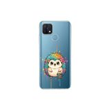 Oppo A15S ile Uyumlu Splash Kirpi Tasarımlı Slimfit Şeffaf Silikon Kılıf