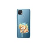 Oppo A15S ile Uyumlu Splash Köpek Tasarımlı Şeffaf Silikon Kılıf