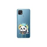 Oppo A15S ile Uyumlu Splash Panda Tasarımlı Şeffaf Silikon Kılıf