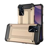 Oppo A16 ile uyumlu Çİft Katman Koruyucu Crash Military Tank Kılıf - Gold