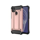 Oppo A16 ile uyumlu Çİft Katman Koruyucu Crash Military Tank Kılıf - Rose Gold