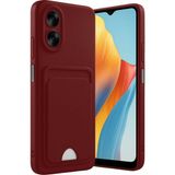 Oppo A38 Uyumlu Arka Kamera Korumalı Kart Koyulabilen Silikon Kartlıklı Kılıf Kapak - Bordo