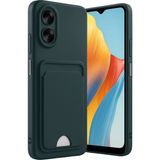 Oppo A38 Uyumlu Arka Kamera Korumalı Kart Koyulabilen Silikon Kartlıklı Kılıf Kapak - Koyu Yeşil