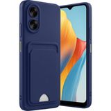 Oppo A38 Uyumlu Arka Kamera Korumalı Kart Koyulabilen Silikon Kartlıklı Kılıf Kapak - Lacivert