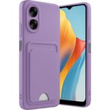 Oppo A38 Uyumlu Arka Kamera Korumalı Kart Koyulabilen Silikon Kartlıklı Kılıf Kapak - Lila