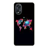 Oppo A38 Uyumlu Dünya Renkli Haritası Baskılı Silikon Kılıf