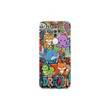 Oppo A5 2020 ile Uyumlu Grafiti Mini Tasarımlı Şeffaf Silikon Kılıf