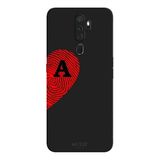 Oppo A5 2020 İle Uyumlu Siyah A Harfli Touch of Love Desenli Silikon Kılıf