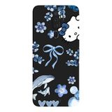 Oppo A5 2020 İle Uyumlu Siyah Blue Flow Kitty Desenli Silikon Kılıf