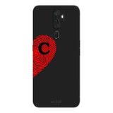Oppo A5 2020 İle Uyumlu Siyah C-Harfli Touch of Love Desenli Silikon Kılıf