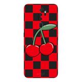 Oppo A5 2020 İle Uyumlu Siyah Cherry Pop Desenli Silikon Kılıf