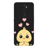 Oppo A5 2020 İle Uyumlu Siyah Chick Love Desenli Silikon Kılıf