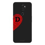 Oppo A5 2020 İle Uyumlu Siyah D-Harfli Touch of Love Desenli Silikon Kılıf