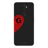 Oppo A5 2020 İle Uyumlu Siyah G Harfli Touch of Love Desenli Silikon Kılıf