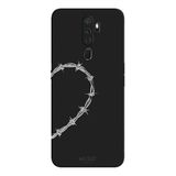 Oppo A5 2020 İle Uyumlu Siyah heart string Desenli Silikon Kılıf