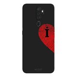 Oppo A5 2020 İle Uyumlu Siyah İ-Harfli Touch of Love Desenli Silikon Kılıf