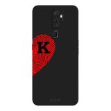 Oppo A5 2020 İle Uyumlu Siyah K Harfli Touch of Love Desenli Silikon Kılıf