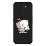 Oppo A5 2020 İle Uyumlu Siyah Meow Hug Desenli Silikon Kılıf