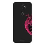 Oppo A5 2020 İle Uyumlu Siyah Pink Heart Desenli Silikon Kılıf