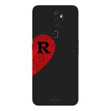 Oppo A5 2020 İle Uyumlu Siyah R-Harfli Touch of Love Desenli Silikon Kılıf