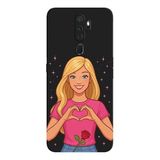 Oppo A5 2020 İle Uyumlu Siyah Rose Heart Desenli Silikon Kılıf