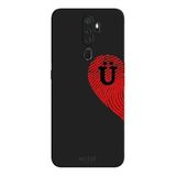 Oppo A5 2020 İle Uyumlu Siyah U-Harfli Touch of Love Desenli Silikon Kılıf