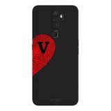 Oppo A5 2020 İle Uyumlu Siyah V-Harfli Touch of Love Desenli Silikon Kılıf