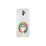 Oppo A5 2020 ile Uyumlu Splash Kirpi Tasarımlı Şeffaf Silikon Kılıf