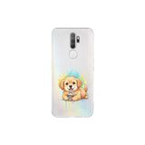 Oppo A5 2020 ile Uyumlu Splash Köpek Tasarımlı Şeffaf Silikon Kılıf