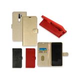 Oppo A5 2020 Kilif Cüzdanli Standli Miknatisli Kapak 446132014 - Renk / Gold Renk / Gold renk-kirmizi
