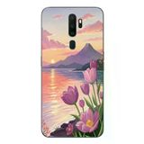 Oppo A5 2020 Uyumlu Çiçek Yağlı Boya Baskılı Silikon Kılıf