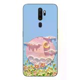 Oppo A5 2020 Uyumlu Çiçekli Ay Baskılı Silikon Kılıf