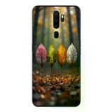 Oppo A5 2020 Uyumlu Dört Mevsim Yaprakları Baskılı Silikon Kılıf