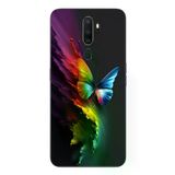 Oppo A5 2020 Uyumlu Gökkuşağı Kelebeği Baskılı Silikon Kılıf