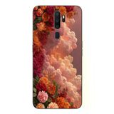 Oppo A5 2020 Uyumlu Güller ve Bulutlar Baskılı Silikon Kılıf