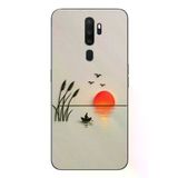 Oppo A5 2020 Uyumlu Gün Batımı Çizim Baskılı Silikon Kılıf