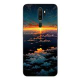 Oppo A5 2020 Uyumlu Gün Batımı ve Ay Baskılı Silikon Kılıf