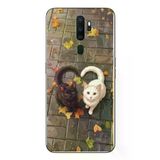Oppo A5 2020 Uyumlu Kalp Kuyruklu Kediler Baskılı Silikon Kılıf